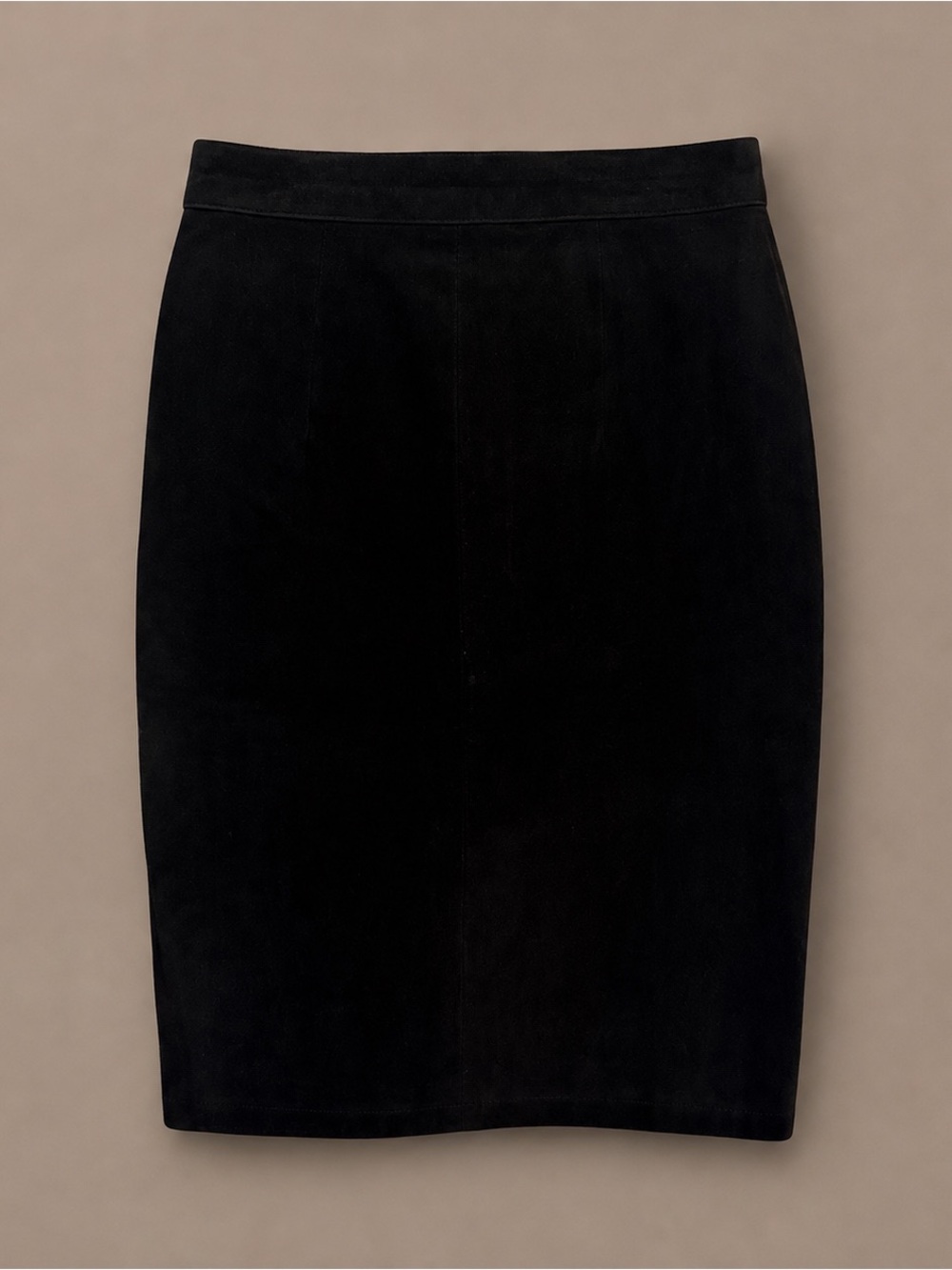 Vintage G-III Black Suede Leather Pencil Skirt High Waist Snap Slit 5/6